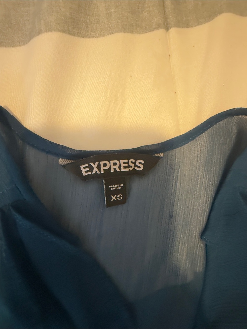 Express Blue Ruffle Front Blouse - Picture 2 of 2